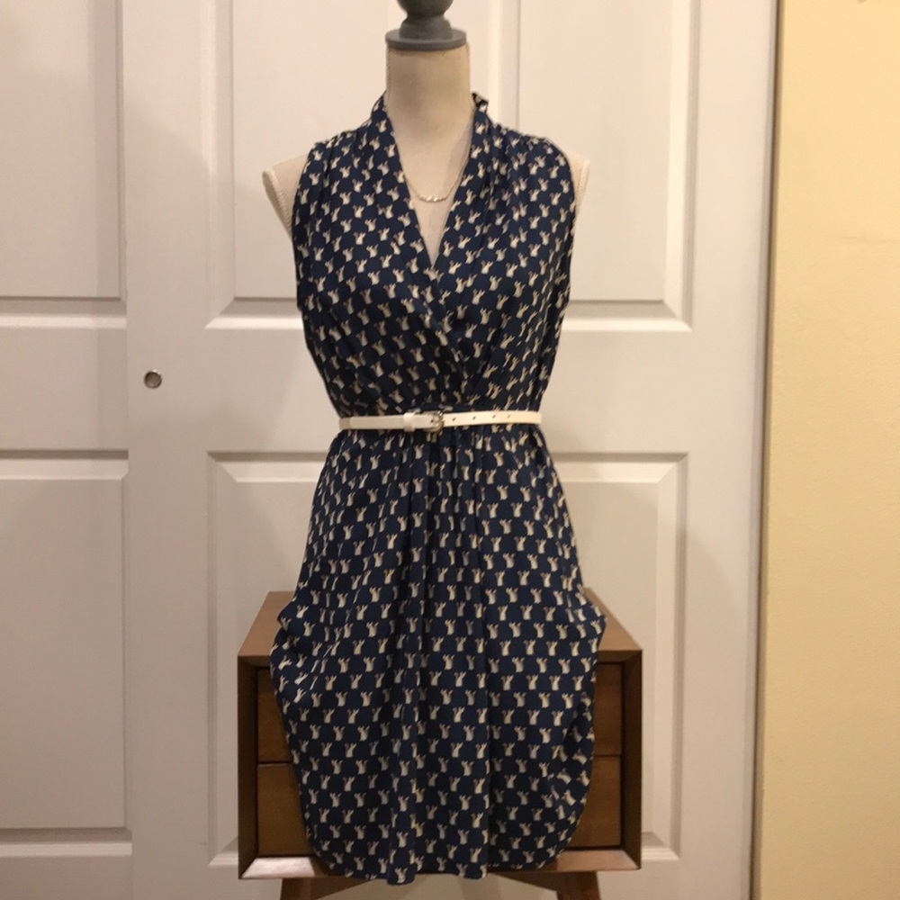 Fox printed blue dress
